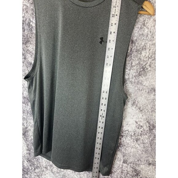 Under Armour Grey Black Training Shirt Top Tee Tank Men's Sport Loose Fit Medium - Picture 7 of 12